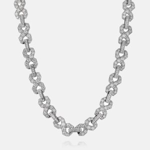 12MM Round & Baguette Moissanite Infinity Link Chain