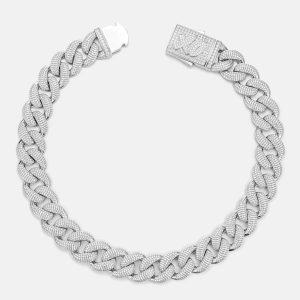 20mm Four Rows Moissanite Cuban Link, Bracelet or Chain