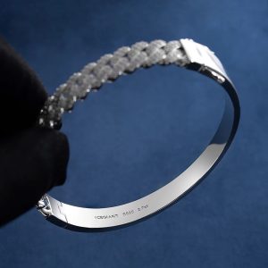 Made to order 10mm Half Moissanite Cuban Bangle Bracelet-S925 Silver