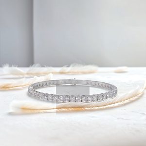 925 Silver & Moissanite four-prong elastic bracelet