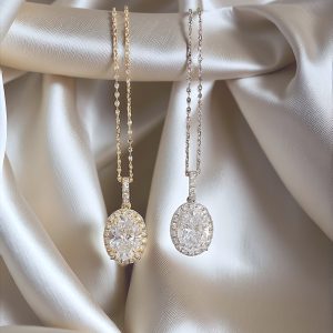 S925&Moissanite Oval-shaped Clasp Necklace