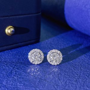 S925&Moissanite Round Diamond Round Bezel Earrings