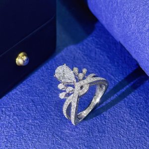 S925&Moissanite Waterdrop Crown Ring
