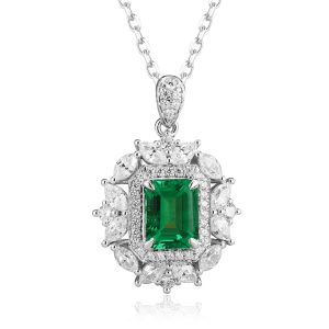 S925&Moissanite Emerald Necklace
